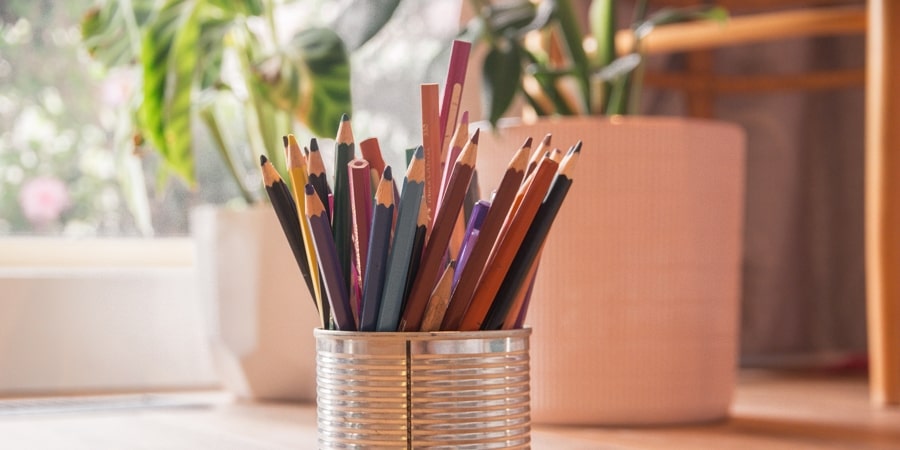 A Clean Desk with Drawing Pencils
